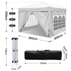 SWANEW Faltpavillon, 3x3m Pavillon, Gazebo Wasserdicht, Partyzelt UV-Schutz