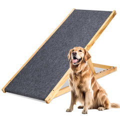 SWANEW Hunderampe 120cm lang, Hundetreppe aus Holz, Haustierrampe für kleine große Hunde und Katzen, rutschfeste klappbar, bis zu 90KG Tragkraft