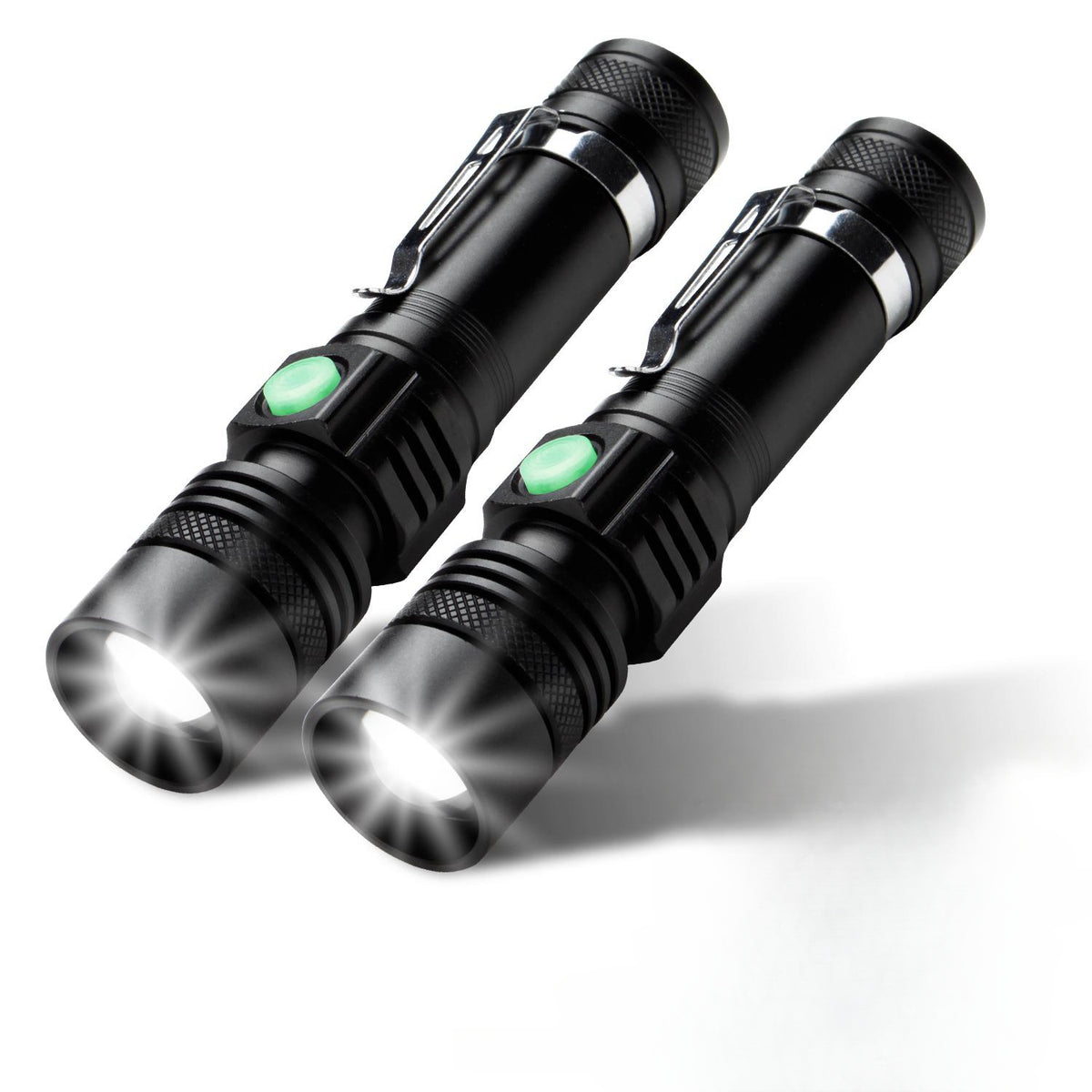 SWANEW 2x Super hell Taschenlampe LED Taschenlampen Taktisches Fackel USB 18650 Akku Batterie Flashlight wiederaufladbare