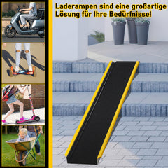 SWANEW 2 Stück Auffahrrampe, 118cm Alu Rollstuhlrampe, Laderampe Tragfähigkeit 300kg