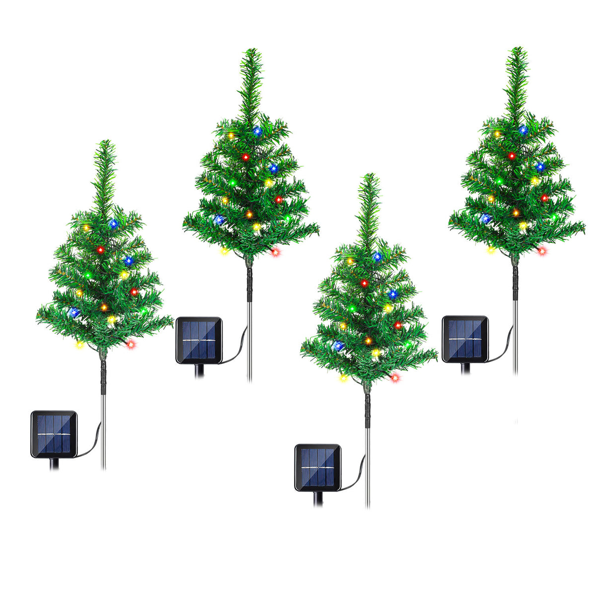 SWANEW LED Solar Weihnachtsbaum 4 PCS Solar Baum Lichter Wasserdicht Farbe Outdoor Weihnachtsbaum Dekorative Lichter Gartenleuchten Weihnachtsdeko für Weihnachten