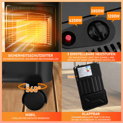 SWANEW 4200W Gasheizofen, Faltbar Gasheizer, Gasheizung