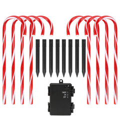 SWANEW Zuckerstangen LED Garten Weihnachtsdeko, 4/8 Stück Zuckerstange Weihnachts Dekoration Leuchtstab Außen, mit Erdspieß, wasserdichte Batteriebox