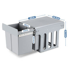 SWANEW 2x Abfallsammler, Einbau Mülleimer 2 x 15L, Mülltrennungssystem Mülleimer küche, Abfalleimer mit Teleskopschienen, für Schränke ab 350 mm Breite