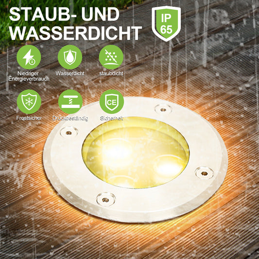 SWANEW Bodeneinbaustrahler Aussen  Warmweiß Runde Bodenstrahler, 3W IP67 WasserdichtBodenleuchte aus Edelstahl für [Energieklasse G]