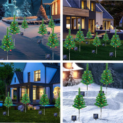 SWANEW LED Solar Weihnachtsbaum 4 PCS Solar Baum Lichter Wasserdicht Farbe Outdoor Weihnachtsbaum Dekorative Lichter Gartenleuchten Weihnachtsdeko für Weihnachten