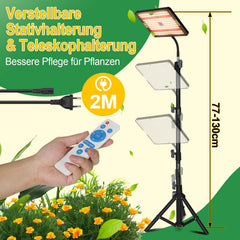 SWANEW Pflanzenlampe LED mit Ständer, Höhenverstellbare Pflanzenleuchte LED Vollspektrum, 242 LEDs Grow Lampe