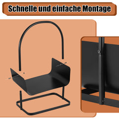SWANEW Feuerholzablage Tragbarer Kaminholzkorb mit Griff Kompakter Kaminholzregal  40x30x46cm