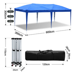 SWANEW Faltpavillon mit Zentralverriegelung, Pop Up Pavillon, 3x6m, UV-Schutz, Wasserdicht