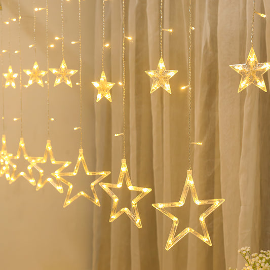 SWANEW LED Lichterkette, Warmweiß Lichterkettenvorhang mit 8 Modi für Innen Außen, IP44 Wasserfest für Weihnachten Garten Party Deko