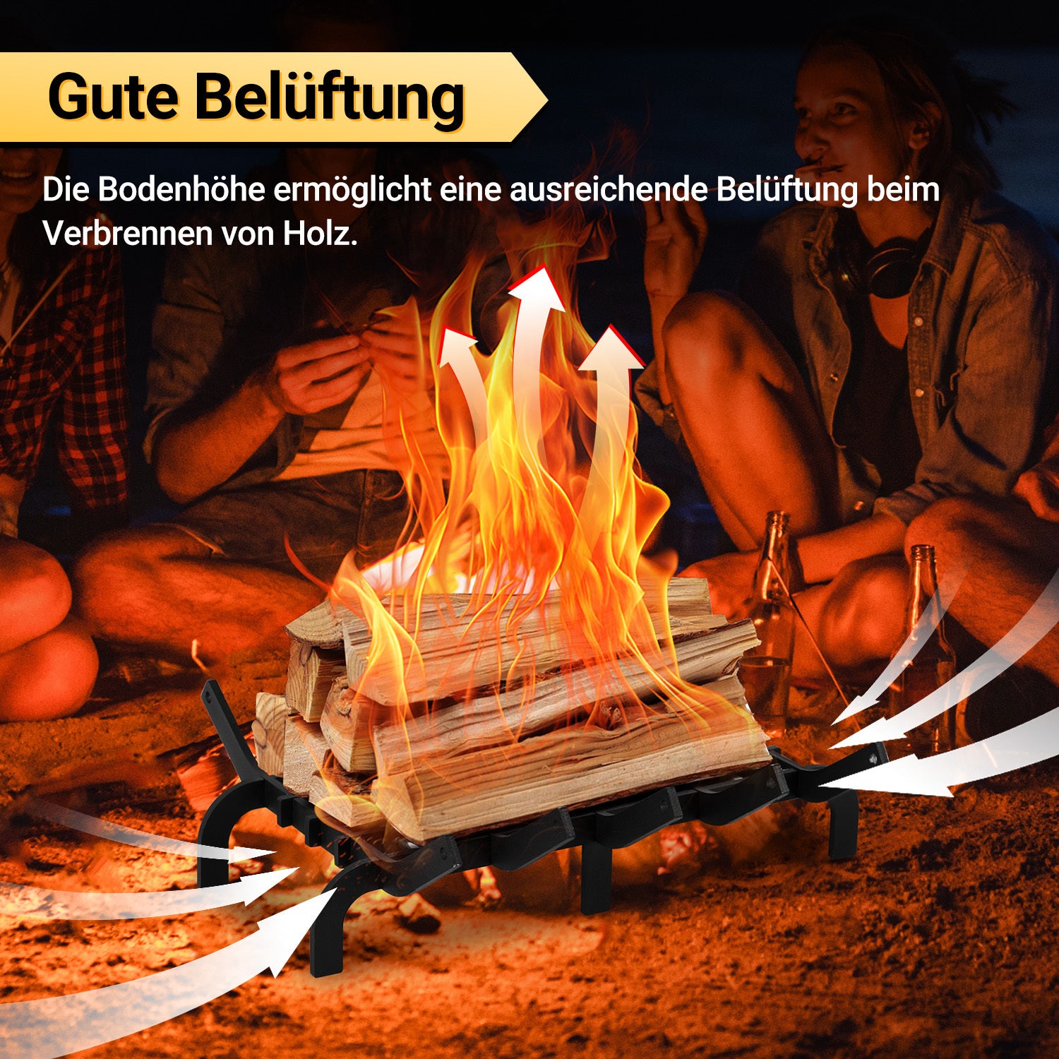 SWANEW Kaminrost Gussrost Holzregal Feuerrost für Kamineinsatz V-förmig