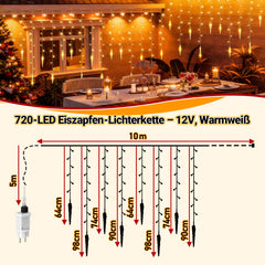 SWANEW Eiszapfen Lichterkette, mit Fernbedienung, Außen, 8 Modi & Timer, Weihnachtsdeko
