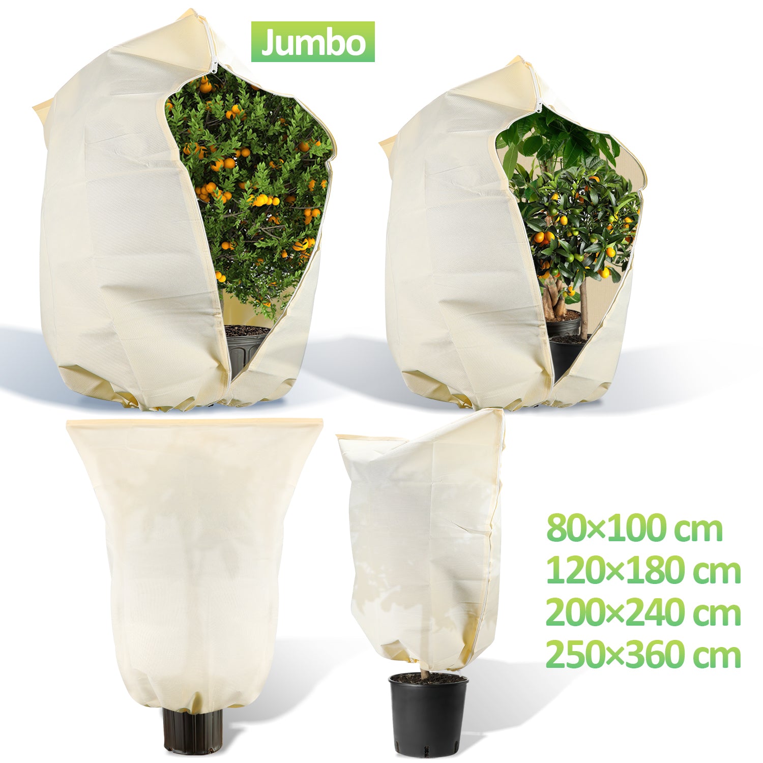 SWANEW Winterschutz für Pflanzen 100g/㎡, mit Reißverschluss & Kordelzug, Frostschutz für Kübelpflanzen Überwinterung und Obstbaum