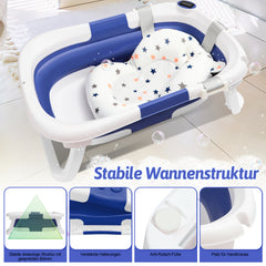 SWANEW 50L Baby Badewanne, Faltbare babywanne mit Anti Stütze, baby wanne mit Echtzeit-Temperaturmessung, Badewanneneinsatz Baby-Badewanne, für Babys 0-6 Jahre