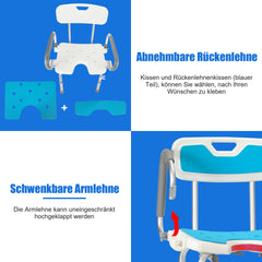 Duschstuhl mit abnehmbaren Armen und Rückenlehne