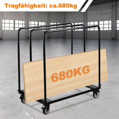 SWANEW Plattenwagen, Transportwagen, Tragkraft bis 680kg, für Gipskartonplatten, Holzplatten