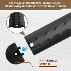 SWANEW Airlineschienen, Zurrschienen Alu halbrund mit Zurrösen und Endkappen, schwarz