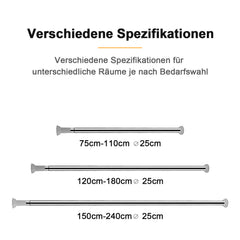 SWANEW Duschvorhangstange sliber ohne Bohren Teleskopstange Duschvorhang Stange 70-260cm