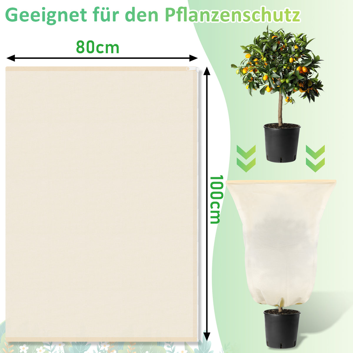 SWANEW Winterschutz für Pflanzen 100g/㎡, mit Reißverschluss & Kordelzug, Frostschutz für Kübelpflanzen Überwinterung und Obstbaum