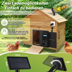 SWANEW Automatische Hühnerklappe Solar, Einklemmschutz, IP65 Wasserdicht, Automatische Hühnertür