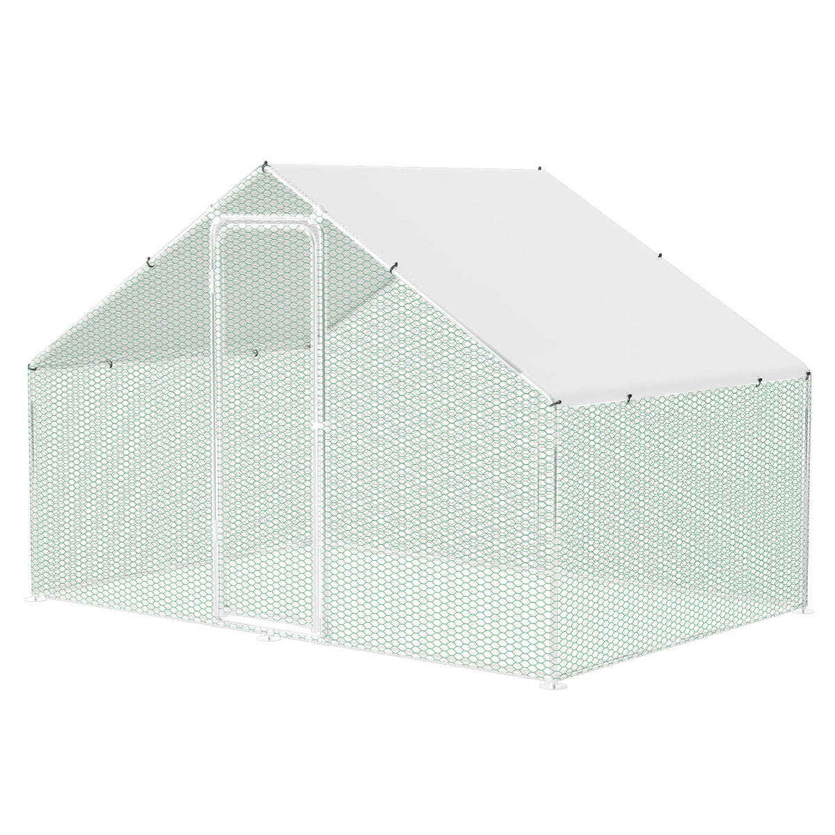 SWANEW Hühnerstall Freilaufgehege 3x3x2m, Hühnerhaus mit Schloss, Geflügelstall, Verzinkter Stahl