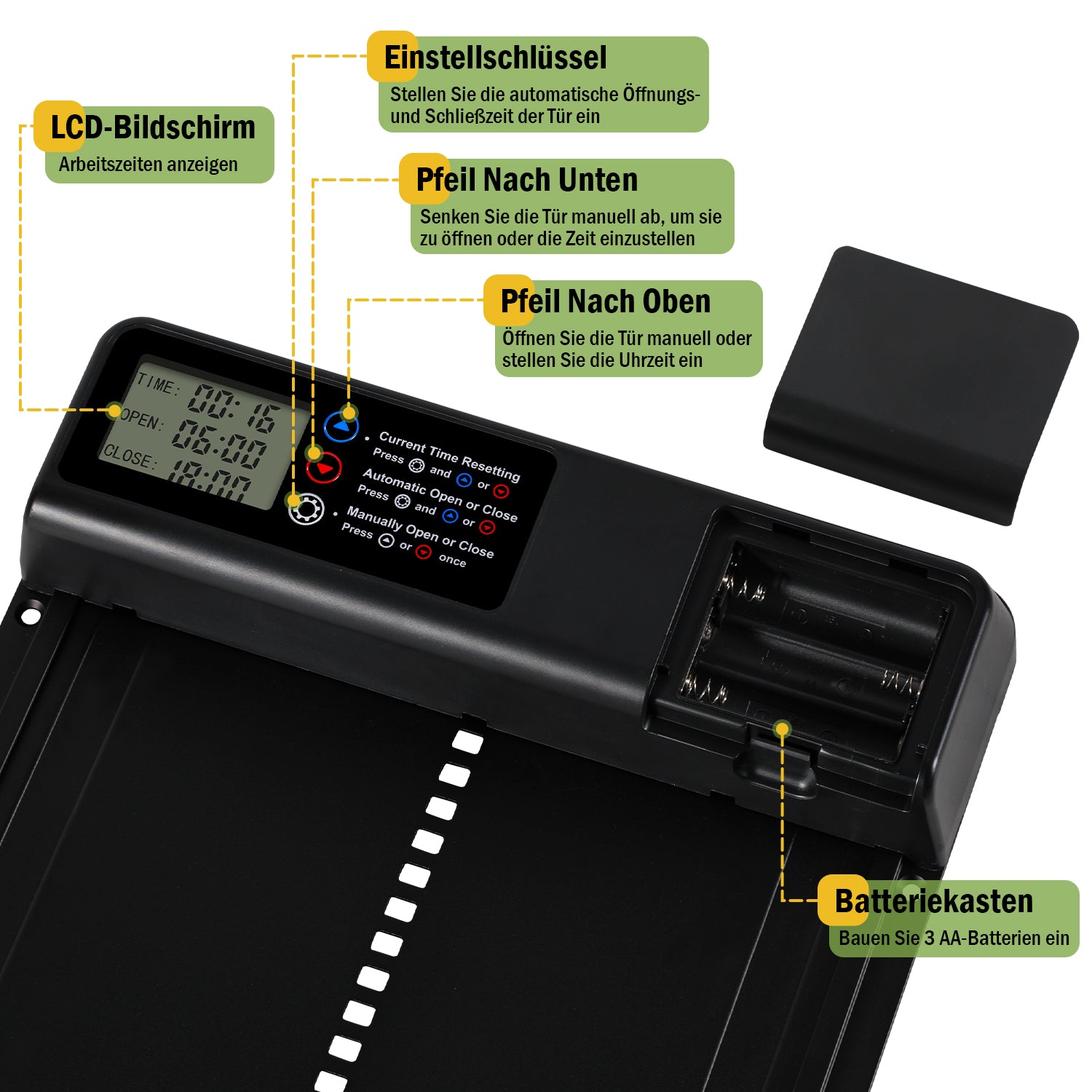 SWANEW Automatische Hühnerklappe – Elektrischer Hühnerstall-Türöffner mit Timer & großem Display – Wasserdicht & Robust für Hühner, Enten & Kleintiere