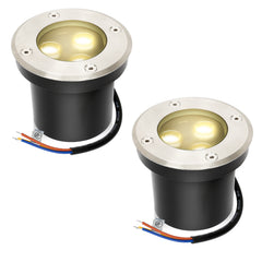 SWANEW Bodeneinbaustrahler Aussen  Warmweiß Runde Bodenstrahler, 3W IP67 WasserdichtBodenleuchte aus Edelstahl für [Energieklasse G]