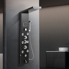 SWANEW 6-in-1 LED Duschpaneel mit Armatur, Edelstahl 304 Duschsäule mit 5 Duschfunktionen, Wandmontage