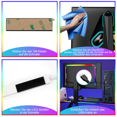 SWANEW Neon LED Strip RGBIC LED Streifen 133cm für 32 Zoll PC-Monitor, Neon Lichtband, PC Hintergrundbeleuchtung, USB Led Beleuchtung mit App-Steuerung [Energieklasse F]