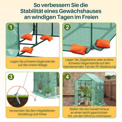 SWANEW Foliengewächshaus Gewächshaus Begehbares Gartenhäuschen Tomatenhaus
