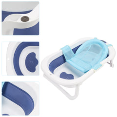 SWANEW Faltbare Baby Badewanne Babywanne mit Thermometer, Badekissen, Haarwaschbecher, babybadewanne, Babybadewanne mit gestell ab 0-3 Jahre