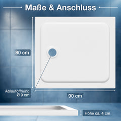 SWANEW Duschwanne, aus Acryl, 4 cm flach