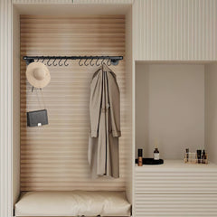SWANEW Wandgarderobe Kleiderstange Wandmontage mit Haken, 92 x 25 cm 65kg Belastbar