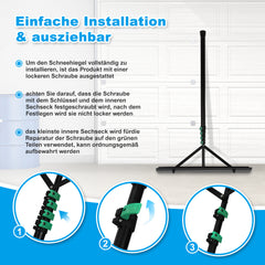 SWANEW Photovoltaik Schneeschieber Mit Rollen, Dachräumer, 108-360 cm Alu teleskopierbar