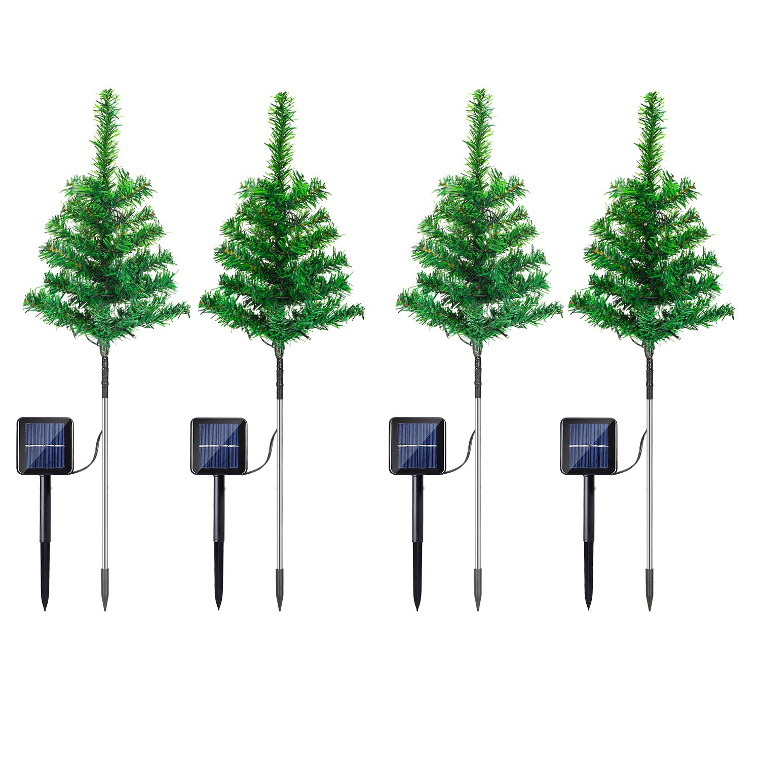 SWANEW LED Solar Weihnachtsbaum 4 PCS Solar Baum Lichter Wasserdicht Farbe Outdoor Weihnachtsbaum Dekorative Lichter Gartenleuchten Weihnachtsdeko für Weihnachten