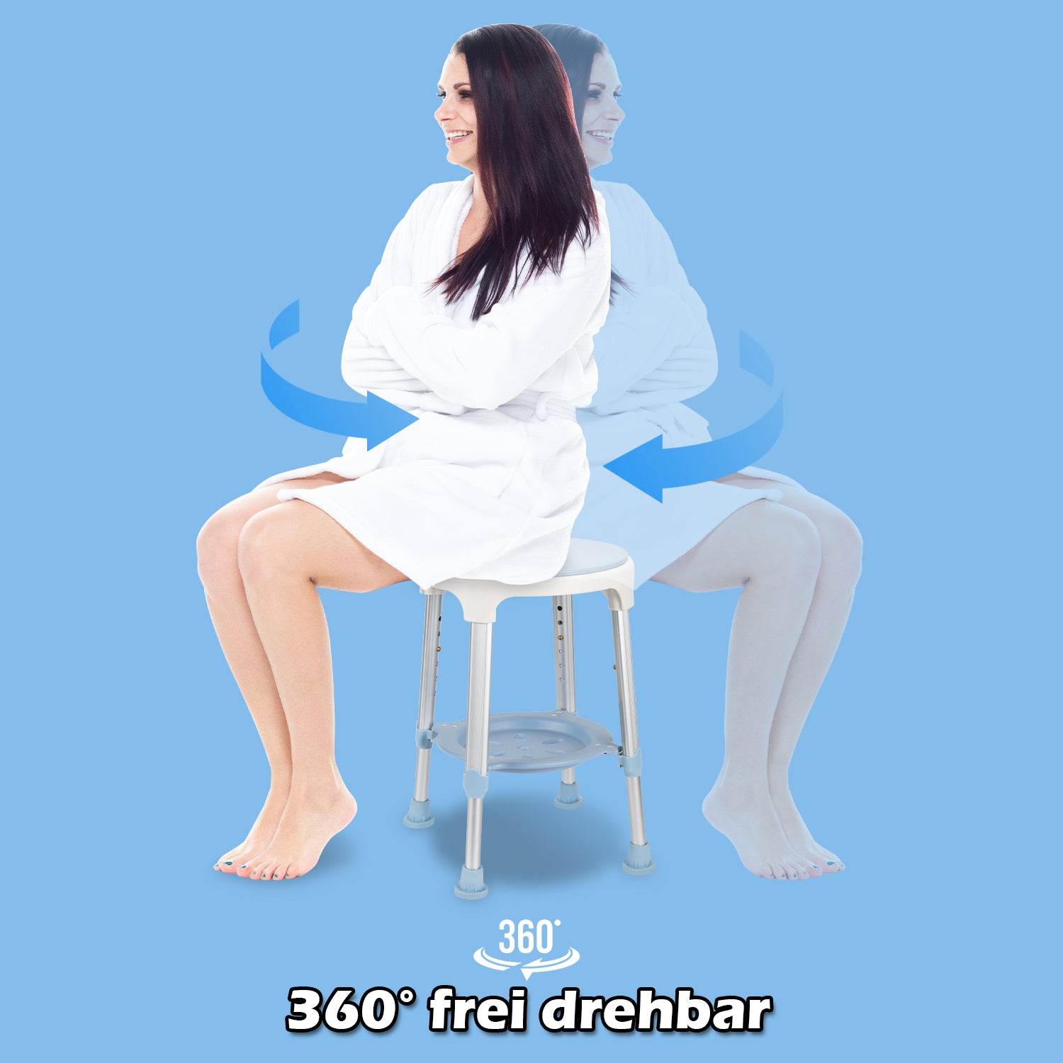 360°Drehbarer Duschhocker Duschstuhl Höhenverstellbar 42-54 cm
