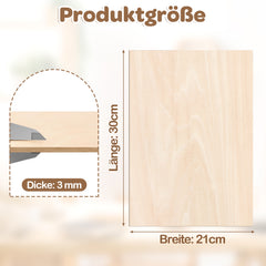SWANEW Sperrholzplatte, Walnuss Sperrholz, A3/A4, 3mm, Linde holzplatte, Bastelhölzer Holz für Modellbau Laserschnit, Laser Gravur, Malerei DIY