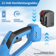 SWANEW Akku-Schneefräse, Schneekehrmaschine, Elektrischer Räumer, mit 2Akku und Ladegerät Räumer
