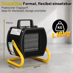 SWANEW 2000W / 3000W PTC Bauheizer mit Thermostat, Tragbarer Elektroheizer