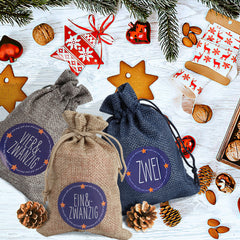 24PCS DIY Adventskalender zum Befüllen, Geschenktüten Säckchen Weihnachten