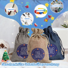 24PCS DIY Adventskalender zum Befüllen, Geschenktüten Säckchen Weihnachten