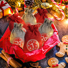 24PCS DIY Adventskalender zum Befüllen, Geschenktüten Säckchen Weihnachten