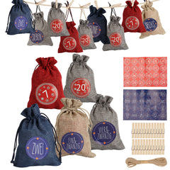 24PCS DIY Adventskalender zum Befüllen, Geschenktüten Säckchen Weihnachten