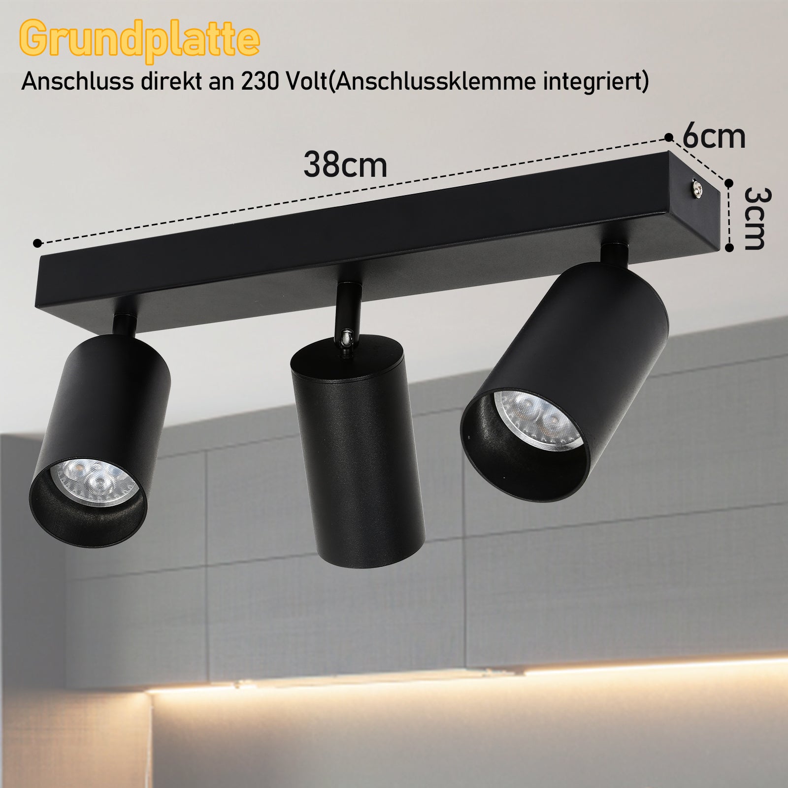 SWANEW Deckenstrahler GU10 4W, Drehbar 350° Deckenleuchte Strahler, Warmweiß 1/2/3-flammig Deckenspot, Wandstrahler, Deckenlampe
