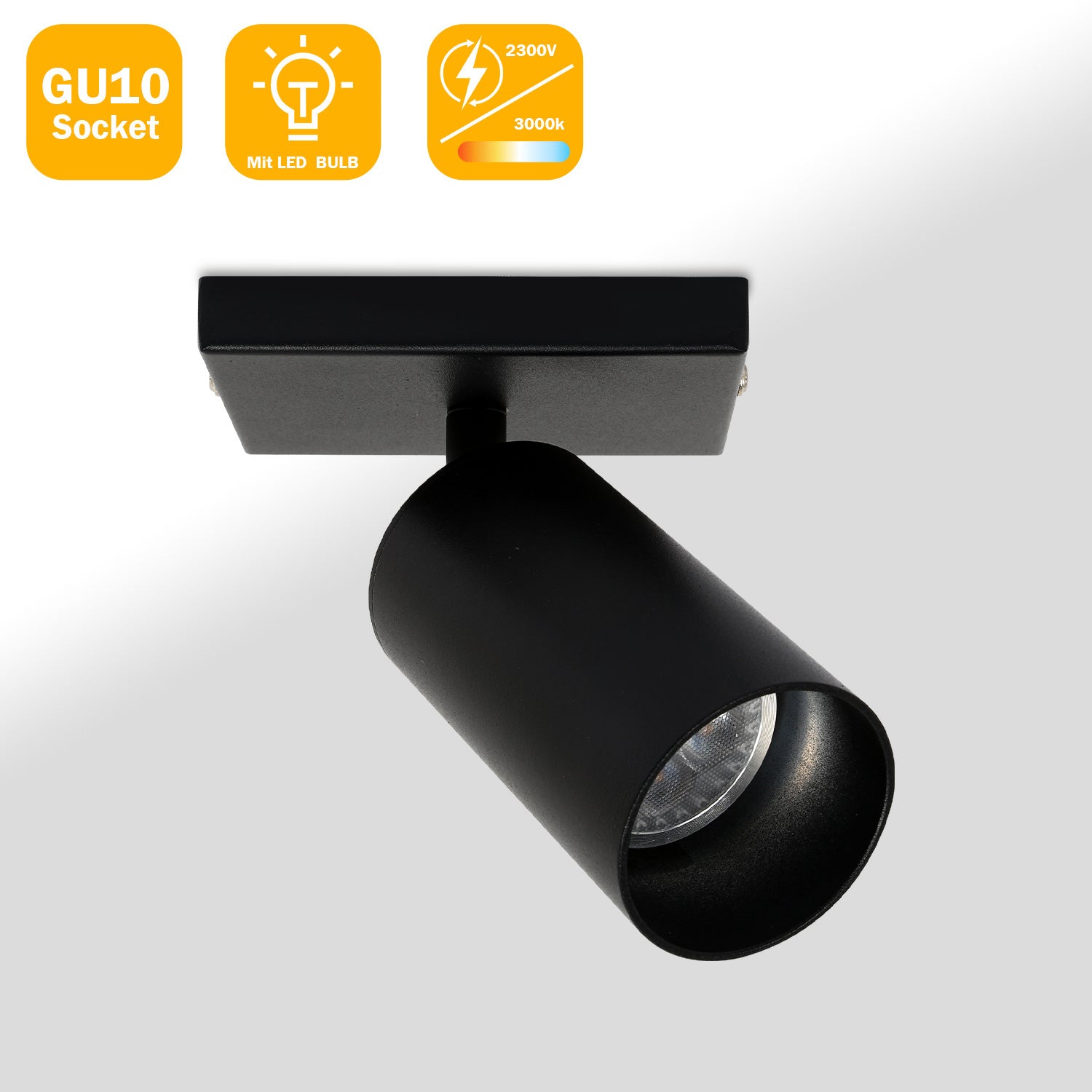 SWANEW Deckenstrahler GU10 4W, Drehbar 350° Deckenleuchte Strahler, Warmweiß 1/2/3-flammig Deckenspot, Wandstrahler, Deckenlampe