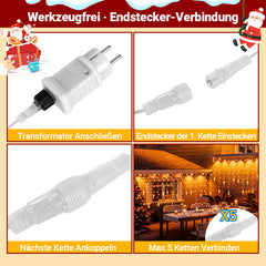 SWANEW Eiszapfen Lichterkette, mit Fernbedienung, Außen, 8 Modi & Timer, Weihnachtsdeko