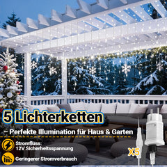 SWANEW Eiszapfen Lichterkette, mit Fernbedienung, Außen, 8 Modi & Timer, Weihnachtsdeko