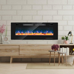 SWANEW Elektrokamin Wandkamin, Elektrischer Kamin, Wandkamin Elektrischer mit Heizung, 750W/1500W, 127cm