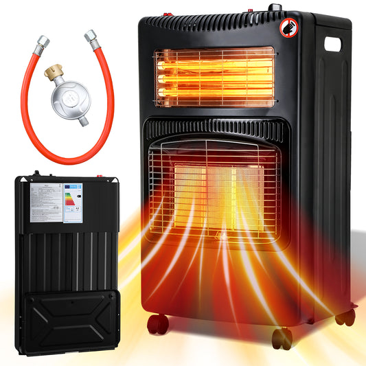 SWANEW Gasheizung, Gasheizer 4200W & Elektroheizung 1260W, Elektrische Gas-Zweizweckheizgeräte, Infrarot Heizstrahler, Heizstrahler Gasheizgerät mit 3 Schutzvorrichtungen [Energieklasse A]