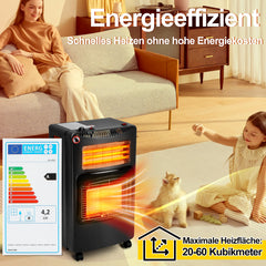 SWANEW Gasheizung, Gasheizer 4200W & Elektroheizung 1260W, Elektrische Gas-Zweizweckheizgeräte, Infrarot Heizstrahler, Heizstrahler Gasheizgerät mit 3 Schutzvorrichtungen [Energieklasse A]
